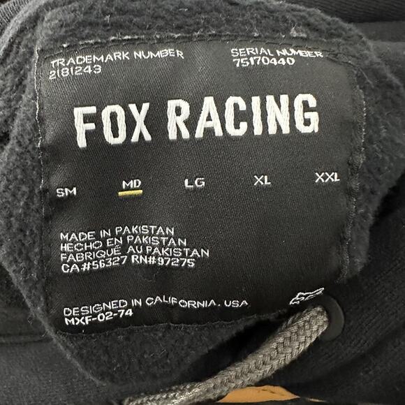 Vtg Y2K Fox Racing Hoodie Mens Medium Two Tone AOP Sleeve Hit Grunge Motocross - Picture 6 of 11